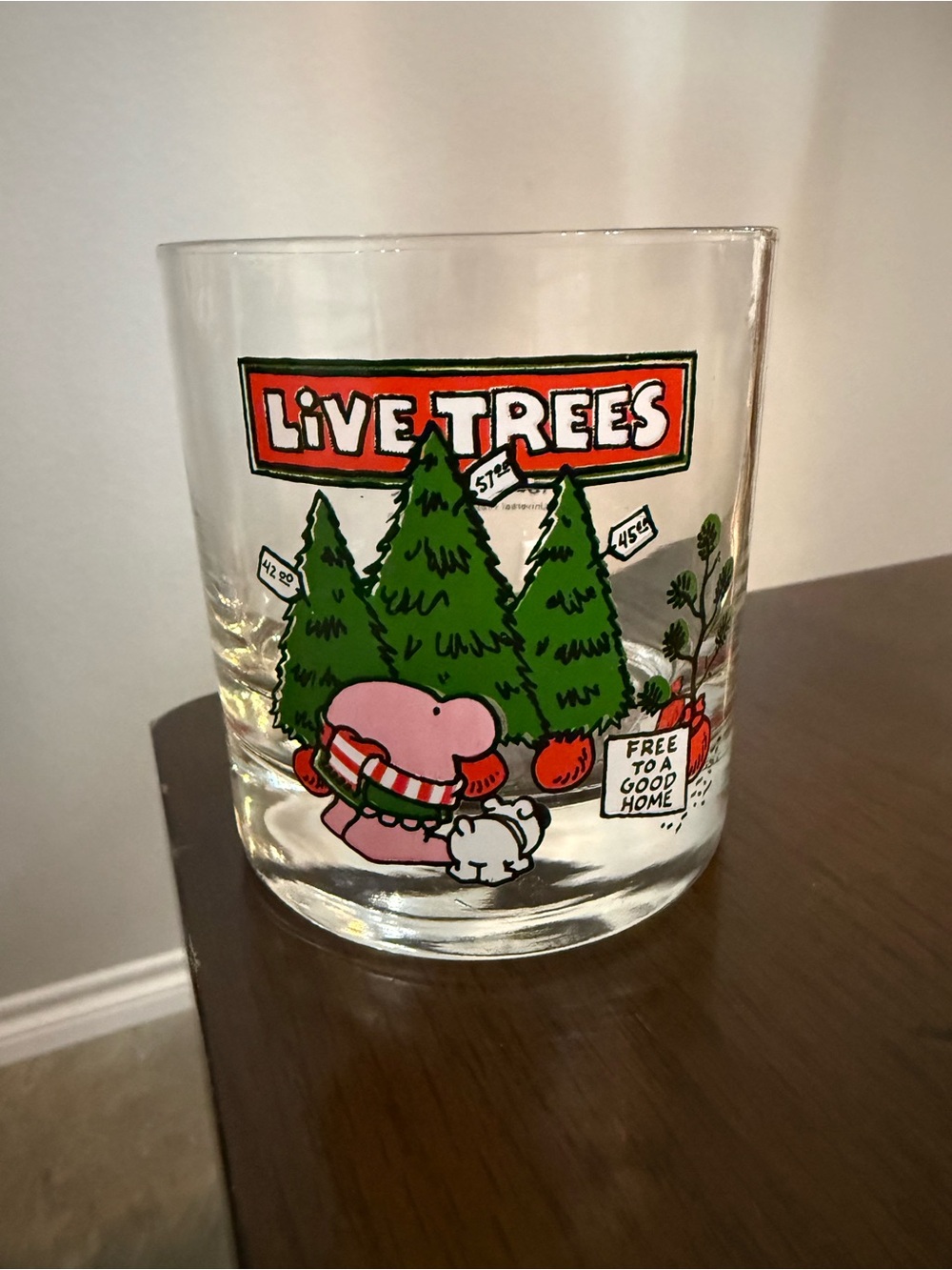 Vintage 1980 Ziggy Christmas Cartoon Tom Wilson Highball Drink Glass 3.5"